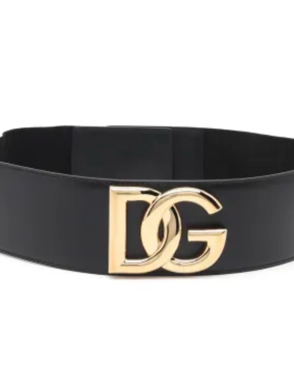 Dolce & Gabbana Black Wide Elastic Belt with Gold DG Logo Buckle